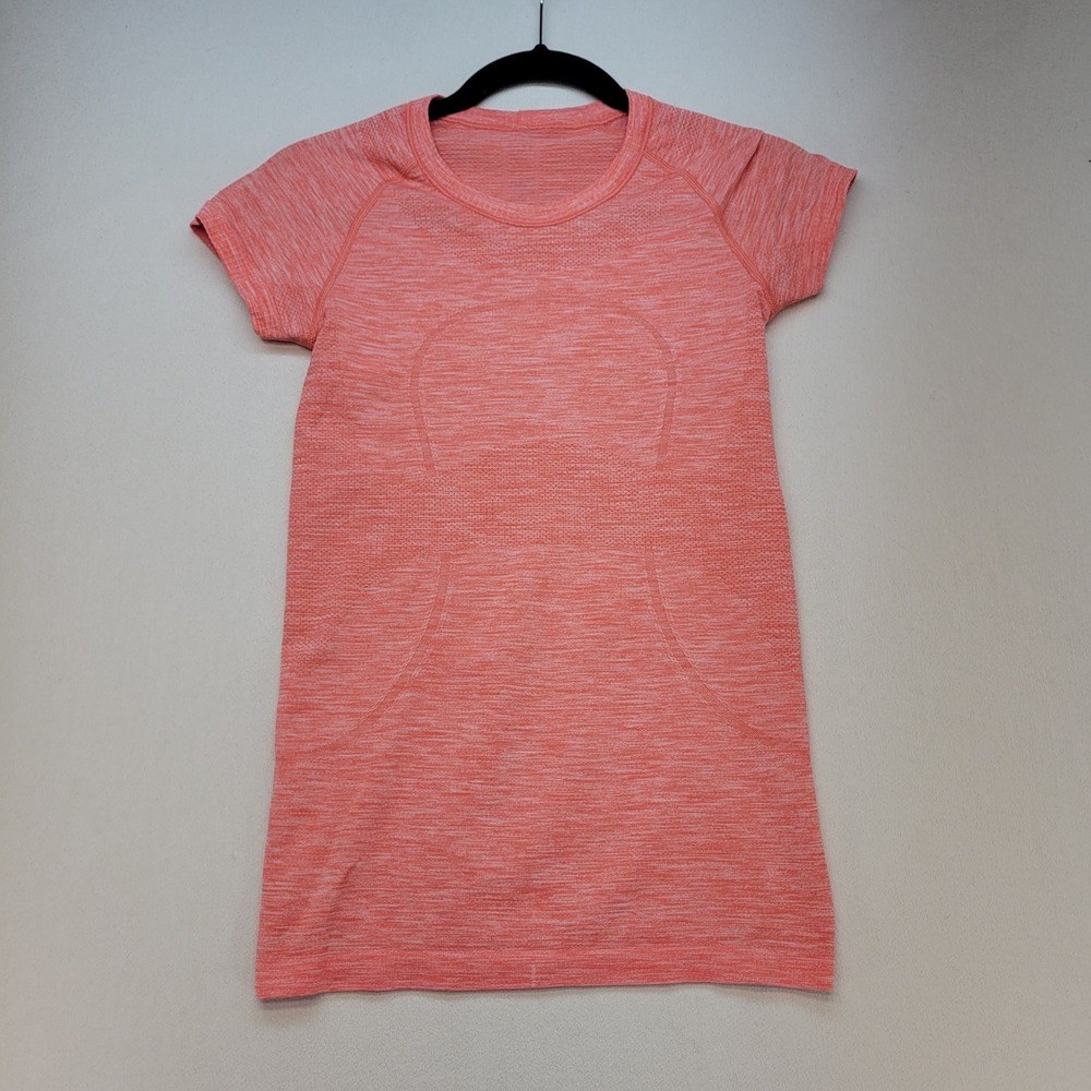 Lululemon Swiftly Tech SS 2.0 Women Size 4 Pink Heathered Short Sleeve Athletic